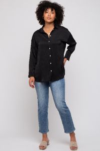 Black Striped Button Up Top sold by Pinkblush