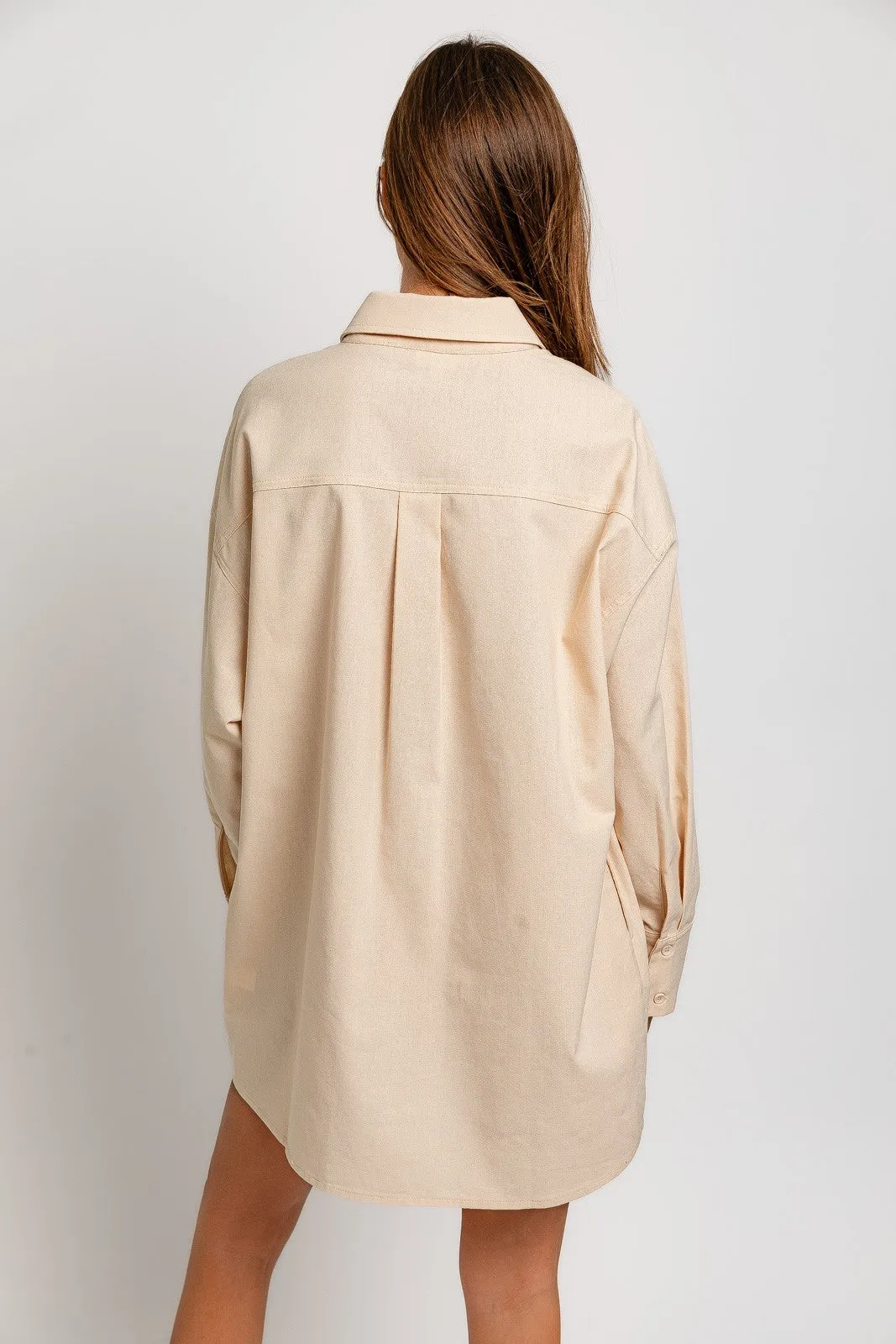 Taupe Oversized Shirt Dress sold by Pinkblush product image thumbnail 3