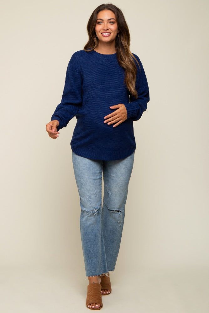 Navy Knit Pullover Maternity Sweater sold by Pinkblush product image thumbnail 5