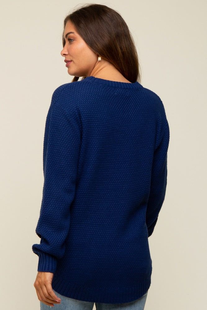 Navy Knit Pullover Maternity Sweater sold by Pinkblush product image thumbnail 3