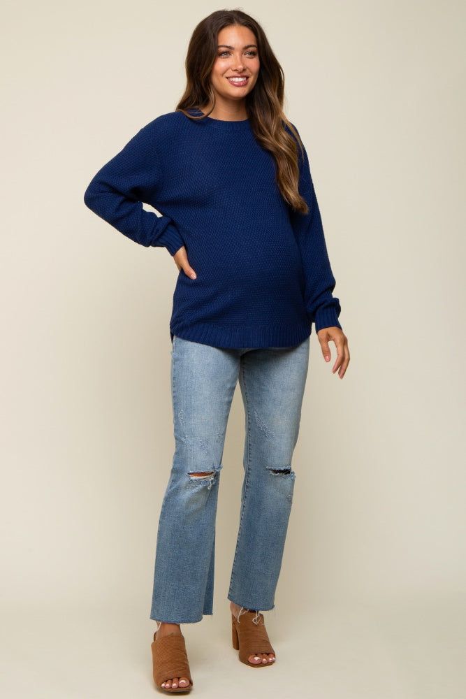 Navy Knit Pullover Maternity Sweater sold by Pinkblush product image thumbnail 4