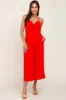 Red Sleeveless Ruched Drawstring Maternity Jumpsuit sold by Pinkblush