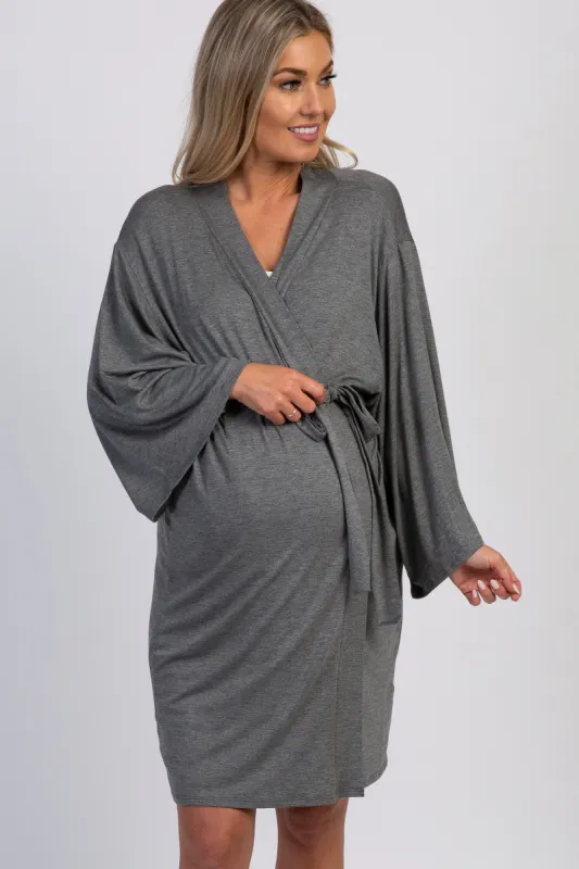 PinkBlush Charcoal Delivery/Nursing Maternity Robe sold by Pinkblush