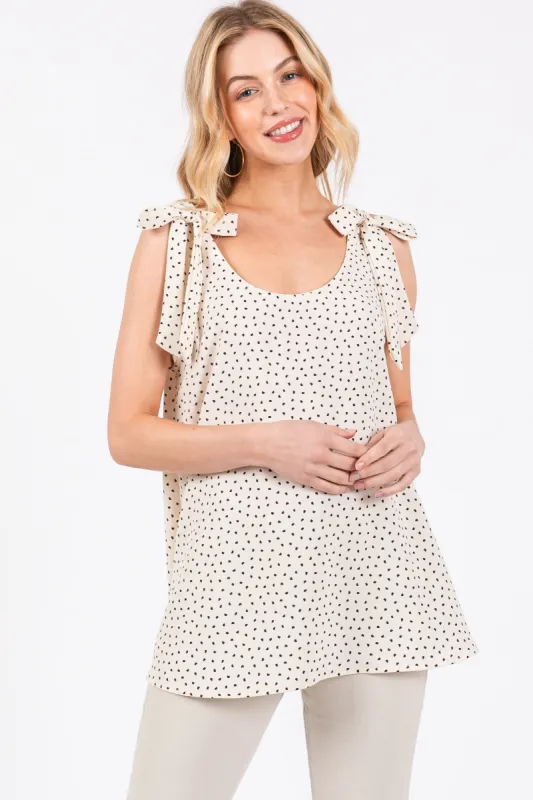 Cream Dot Print Knotted Strap Top sold by Pinkblush