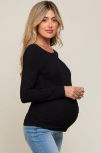 Turquoise Satin Smocked Maternity Midi Dress sold by Pinkblush