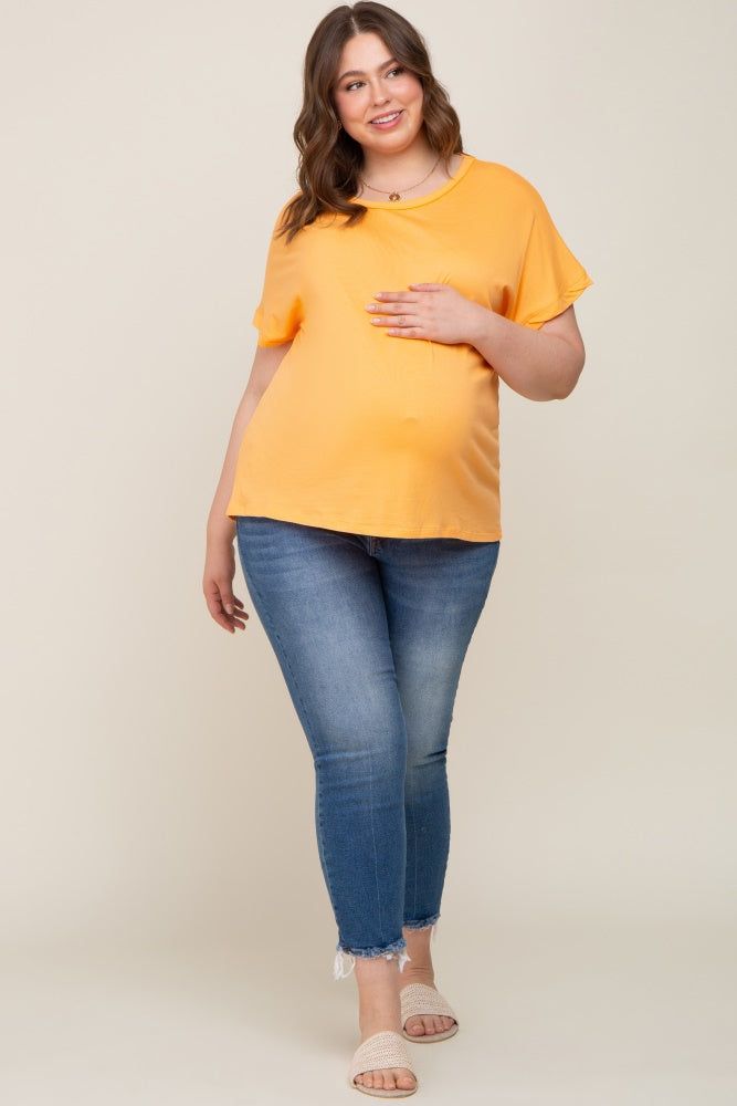 Orange Short Sleeve Plus Maternity Top sold by Pinkblush product image thumbnail 4