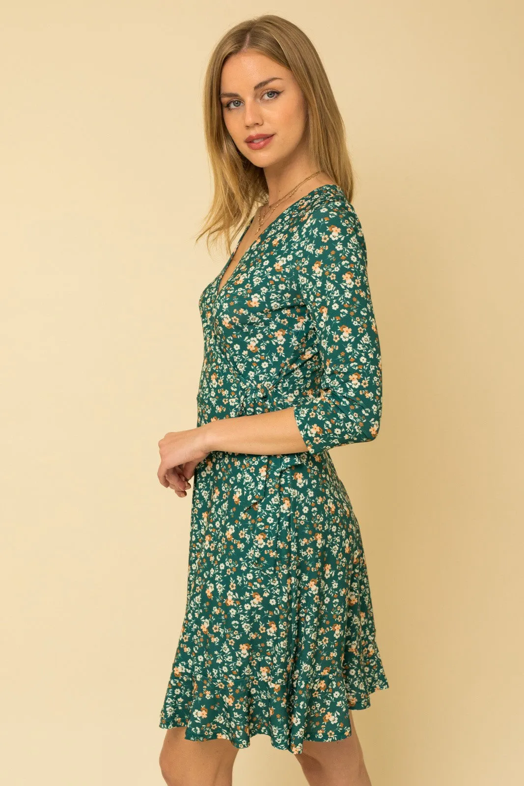 Green Floral Nursing Wrap Dress sold by Pinkblush product image thumbnail 3