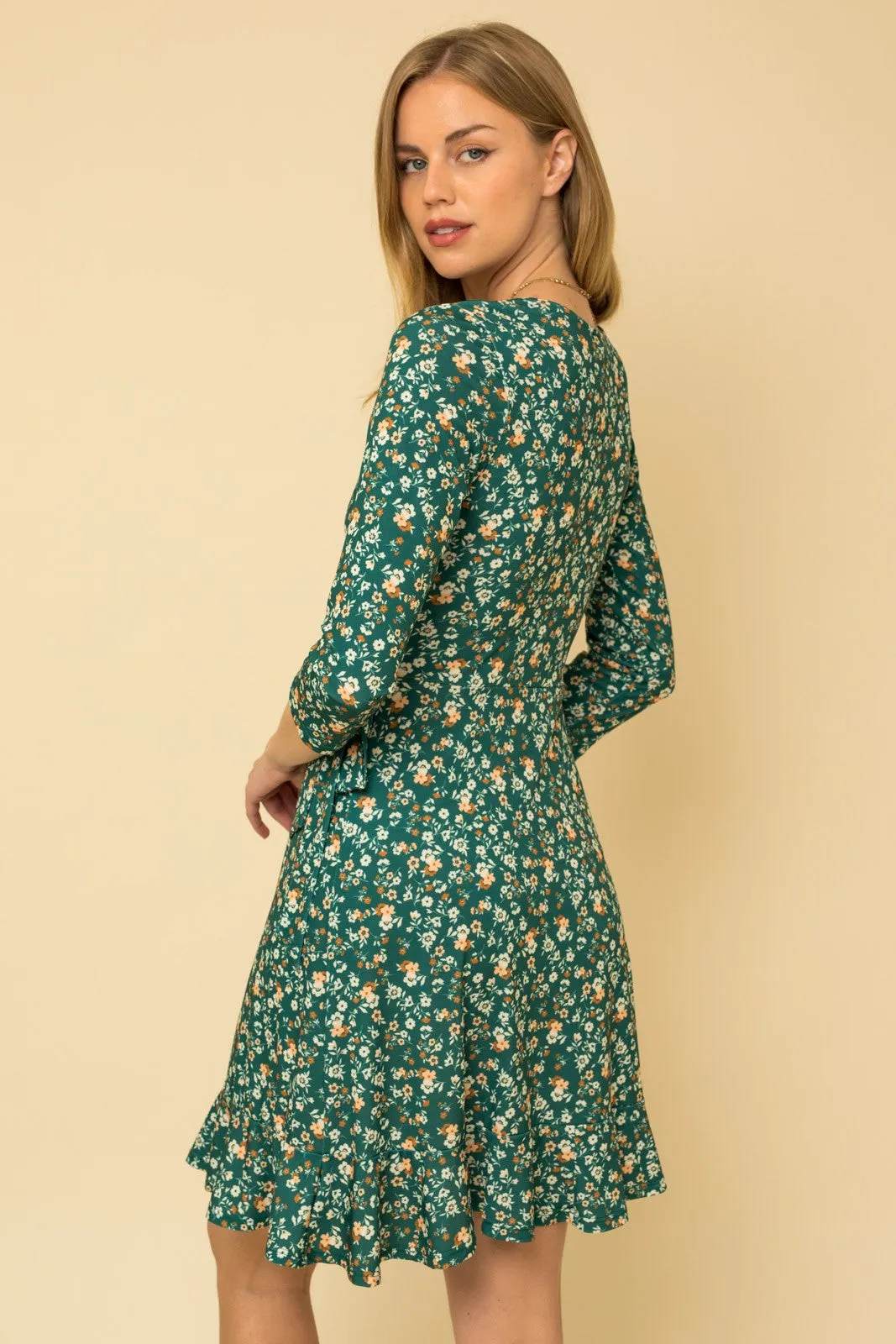 Green Floral Nursing Wrap Dress sold by Pinkblush product image thumbnail 4