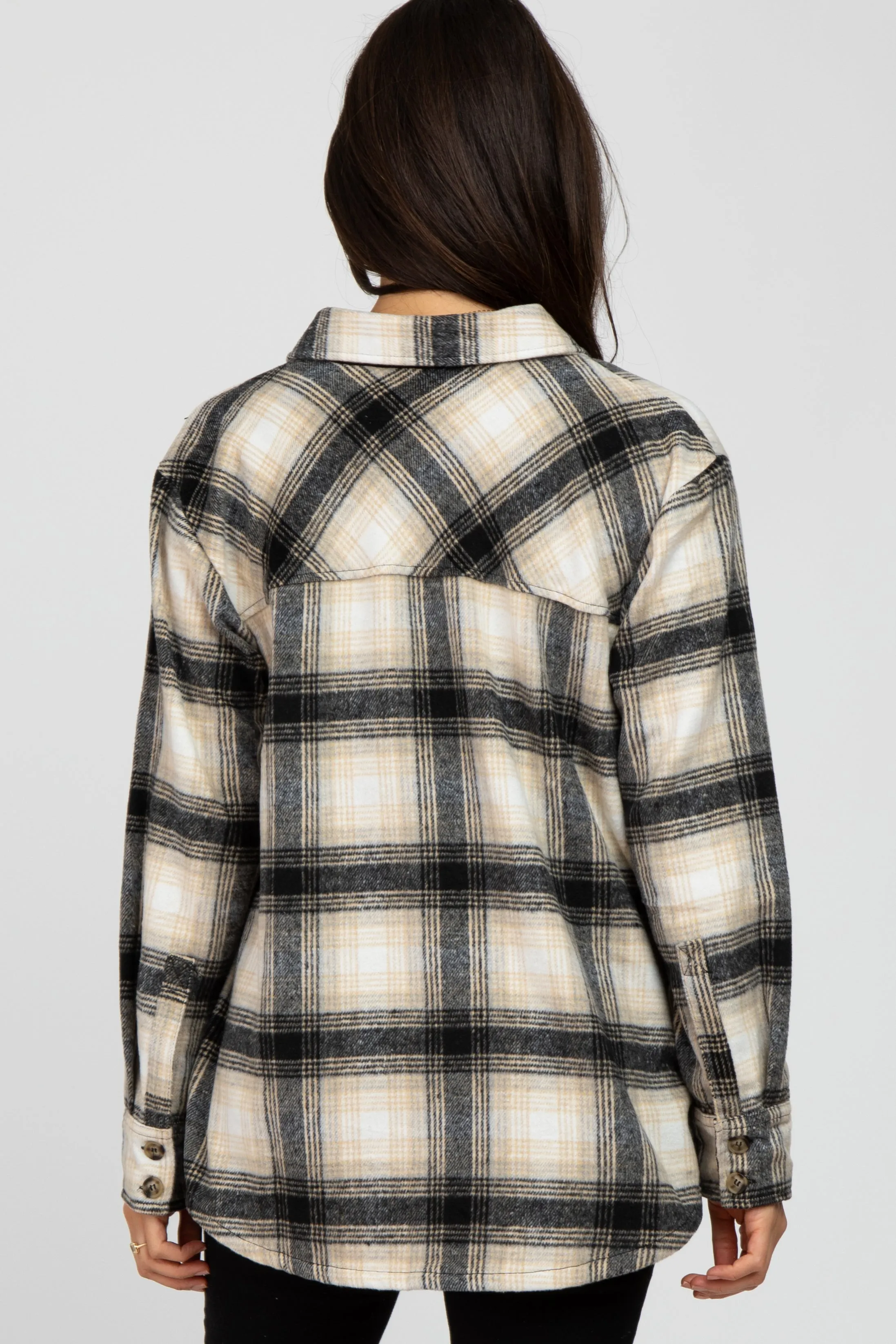 Black Soft Plaid Flannel Shacket sold by Pinkblush product image thumbnail 4