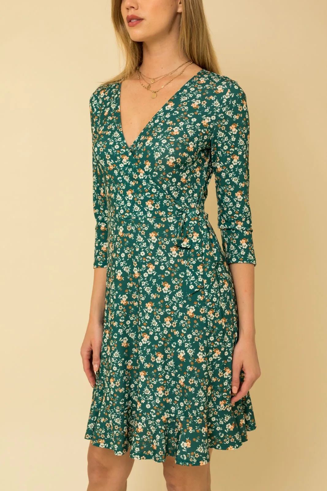 Green Floral Nursing Wrap Dress sold by Pinkblush product image thumbnail 5