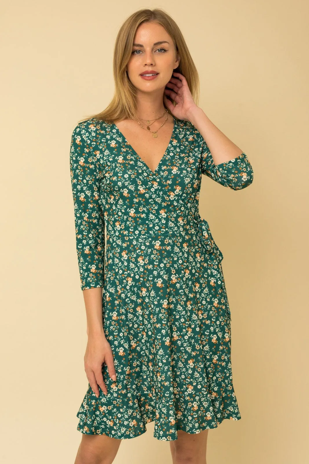 Green Floral Nursing Wrap Dress sold by Pinkblush product image thumbnail 2