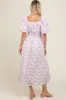 Lavender Floral Puff Sleeve Midi Dress sold by Pinkblush