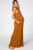 Camel Cross Back Wide Leg Maternity Jumpsuit sold by Pinkblush