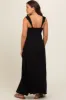 Black Ruffle Strap Maternity Maxi Dress sold by Pinkblush