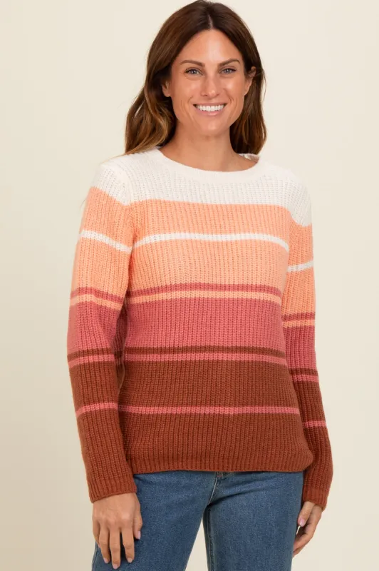 Peach Mixed Stripe Sweater sold by Pinkblush