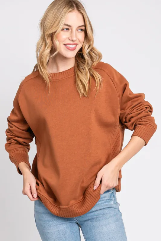 Camel Pullover Terry Crewneck sold by Pinkblush