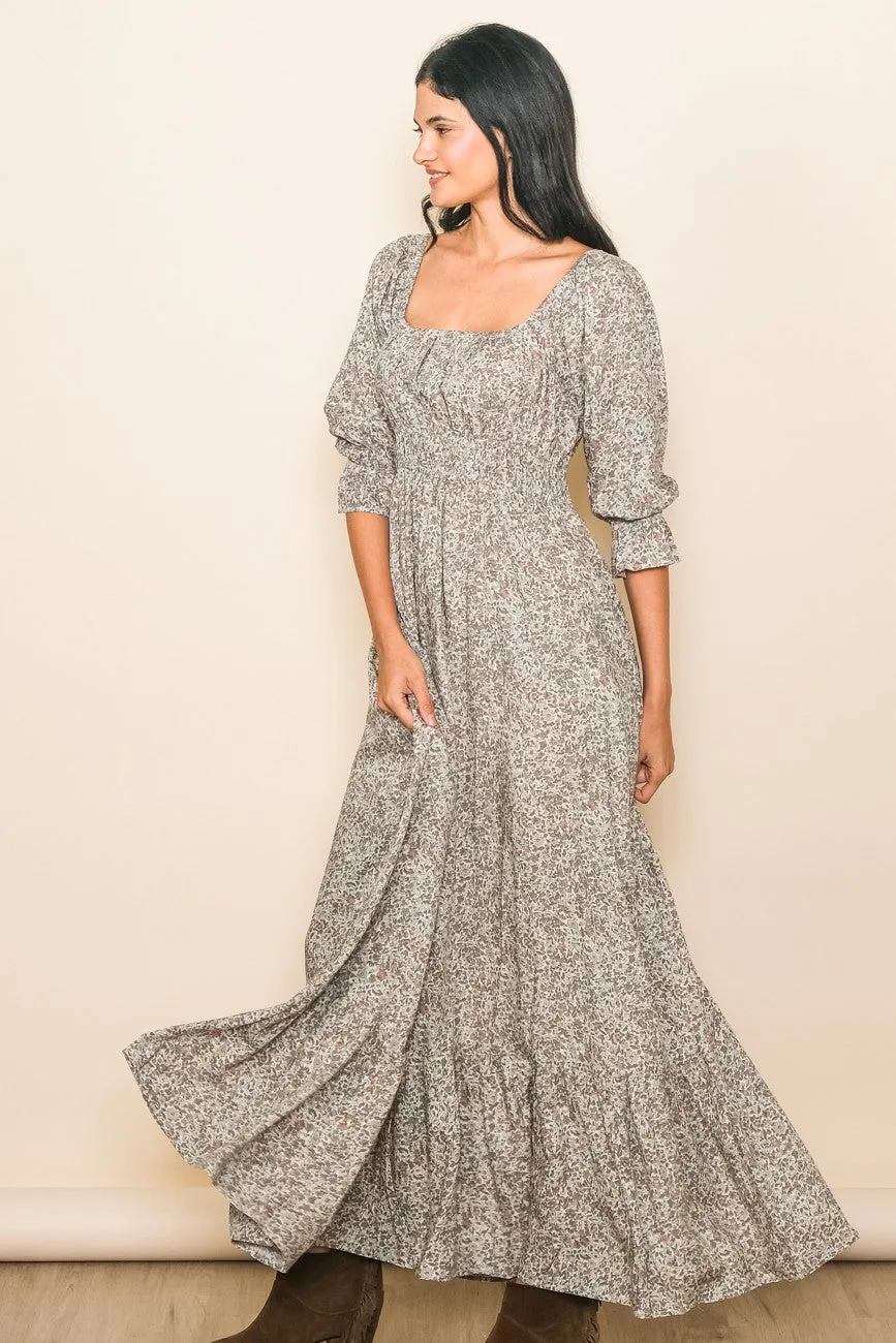 Beige Floral Criss Cross Back Maxi Dress sold by Pinkblush product image thumbnail 2