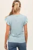 Teal Striped Ruffle Smocked Maternity Top sold by Pinkblush