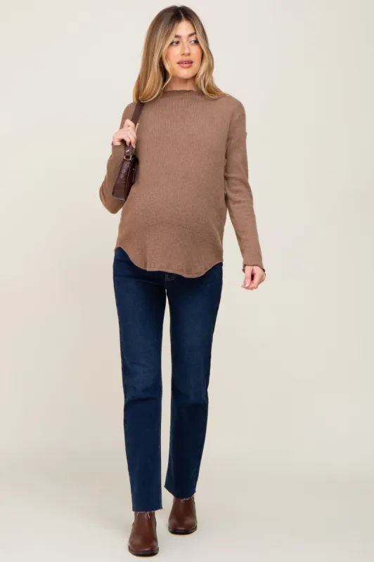 Navy Blue Raw Hem Maternity Jeans sold by Pinkblush