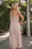 Beige Pink Print Woven Midi Dress sold by Pinkblush
