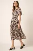 Navy Flower Print Placket Front Midi Dress sold by Pinkblush