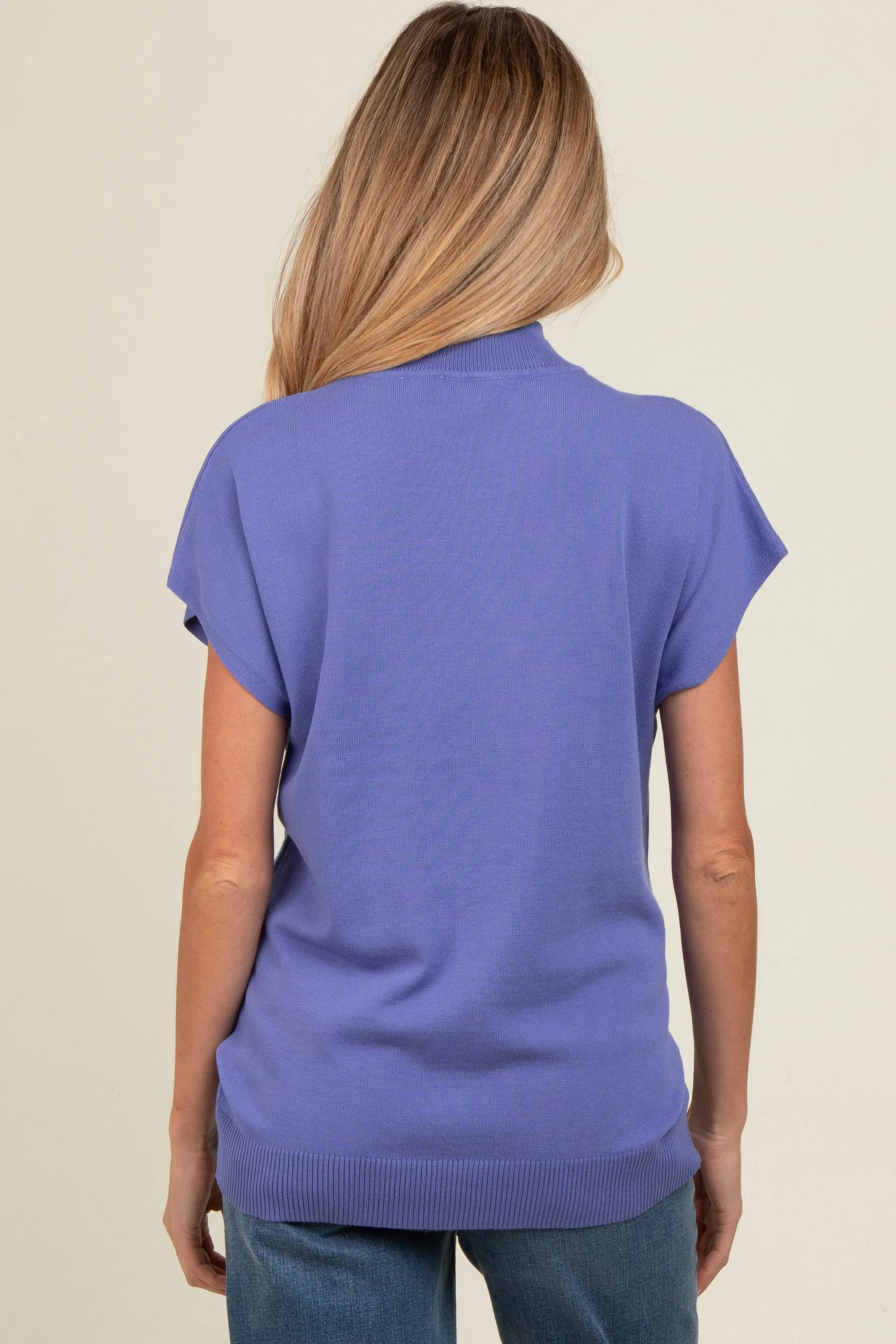 Periwinkle Mock Neck Knit Maternity Top sold by Pinkblush product image thumbnail 4