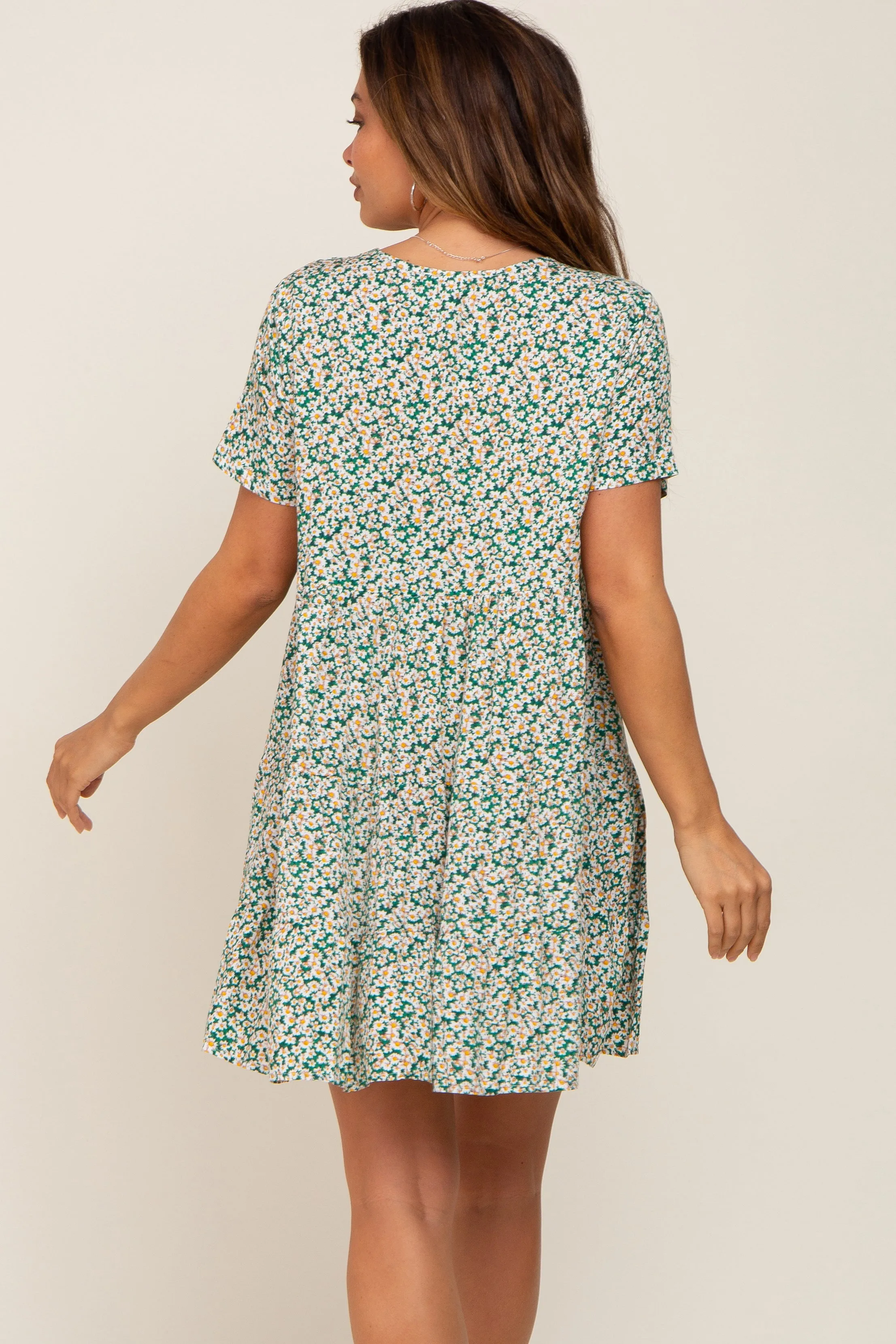 Green Floral Button Down Tiered Maternity Dress sold by Pinkblush product image thumbnail 3