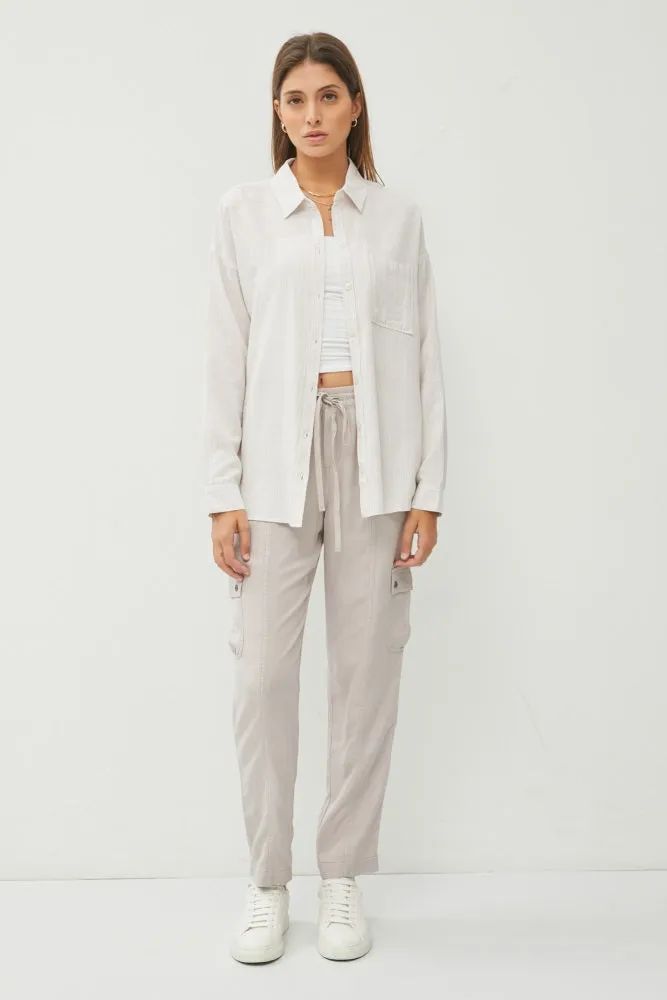 Beige Striped Basic Button Down Top sold by Pinkblush product image thumbnail 2