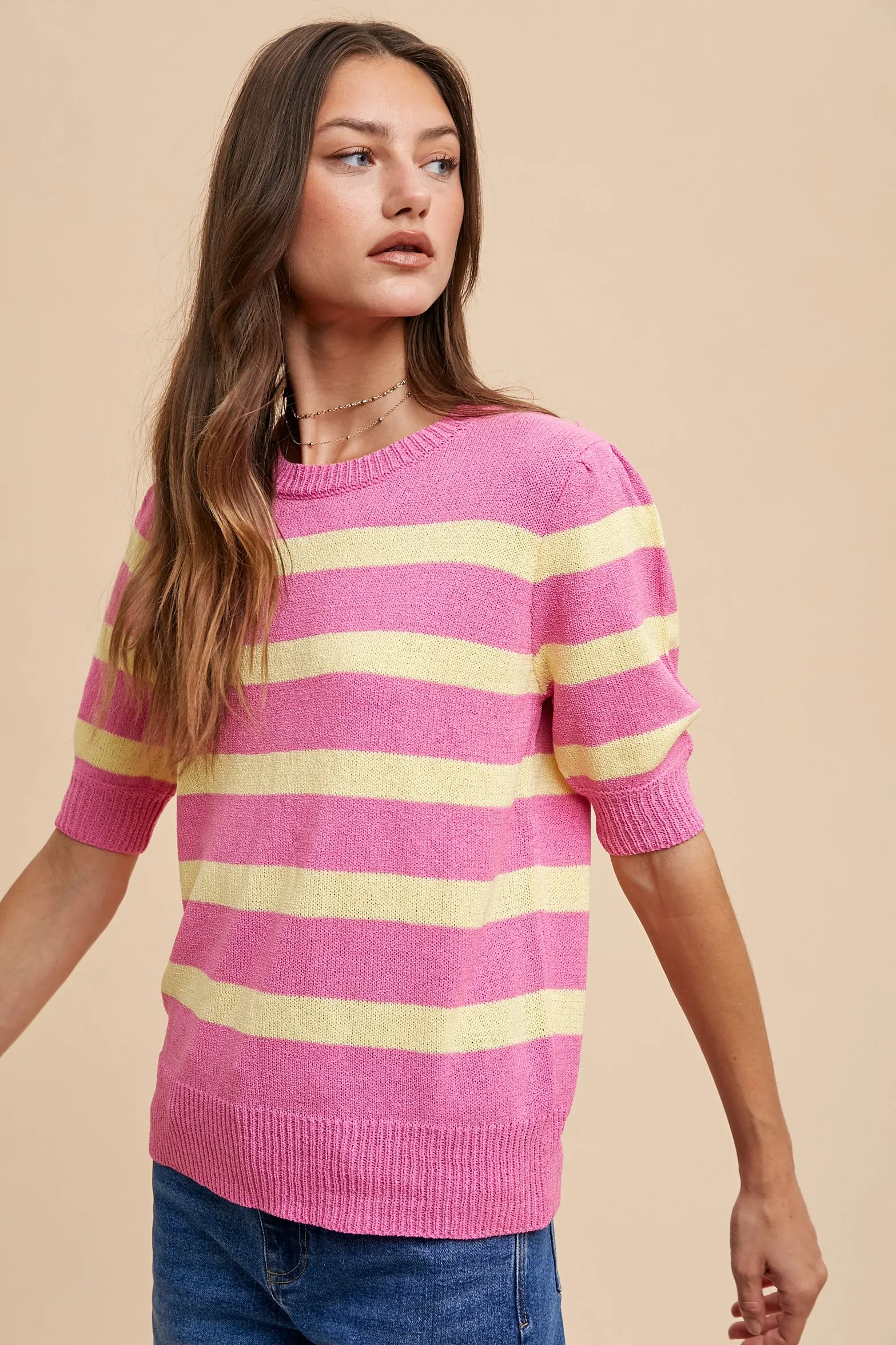 Pink Striped Terry Knit Top sold by Pinkblush product image thumbnail 2