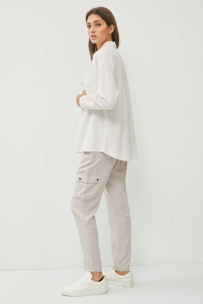 Beige Striped Basic Button Down Top sold by Pinkblush product image thumbnail 4