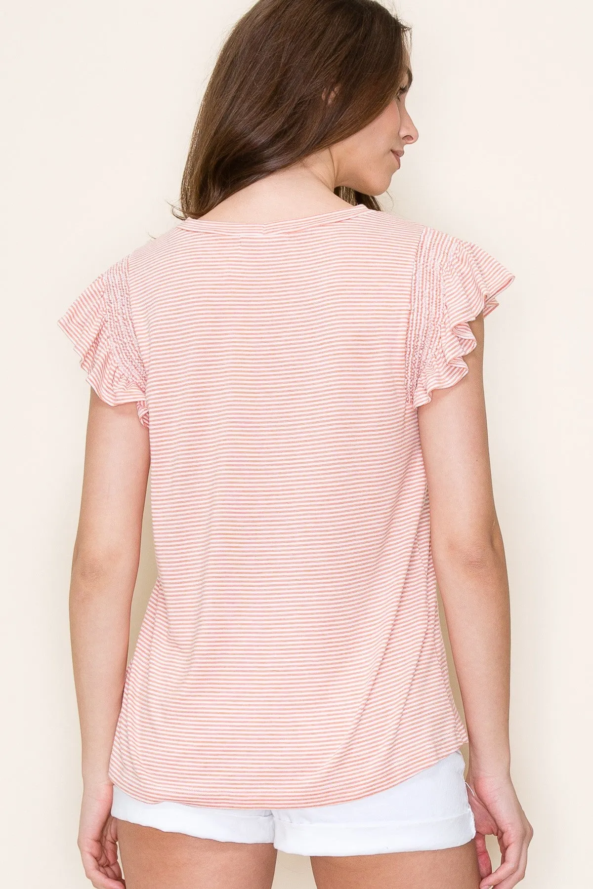 Orange Striped Ruffle Smocked Top sold by Pinkblush product image thumbnail 3