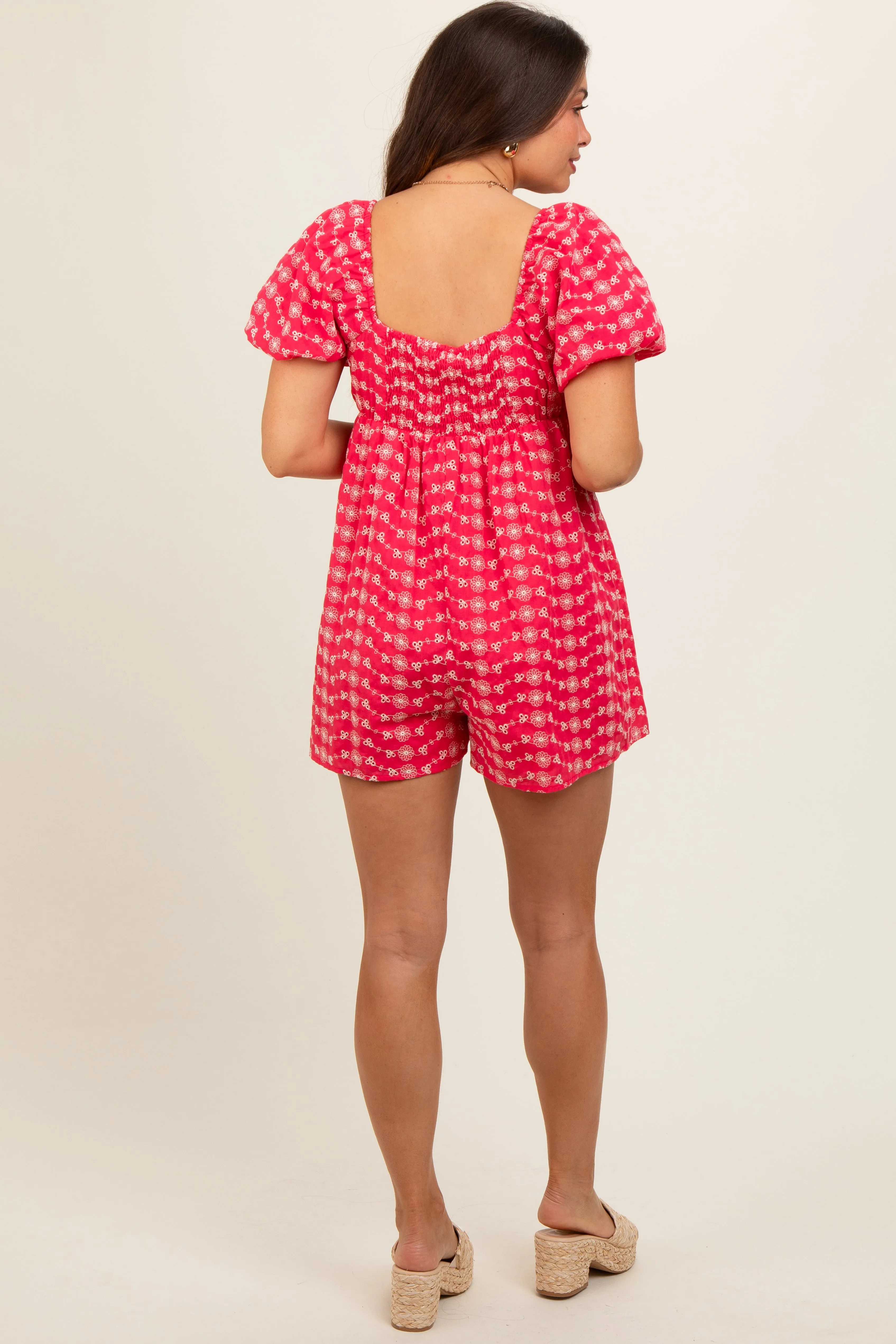 Red Embroidered Floral Maternity Romper sold by Pinkblush product image thumbnail 4