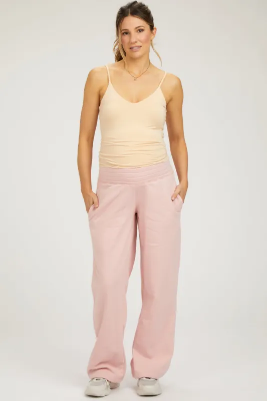 Light Pink Fleece Lined Maternity Lounge Pants sold by Pinkblush