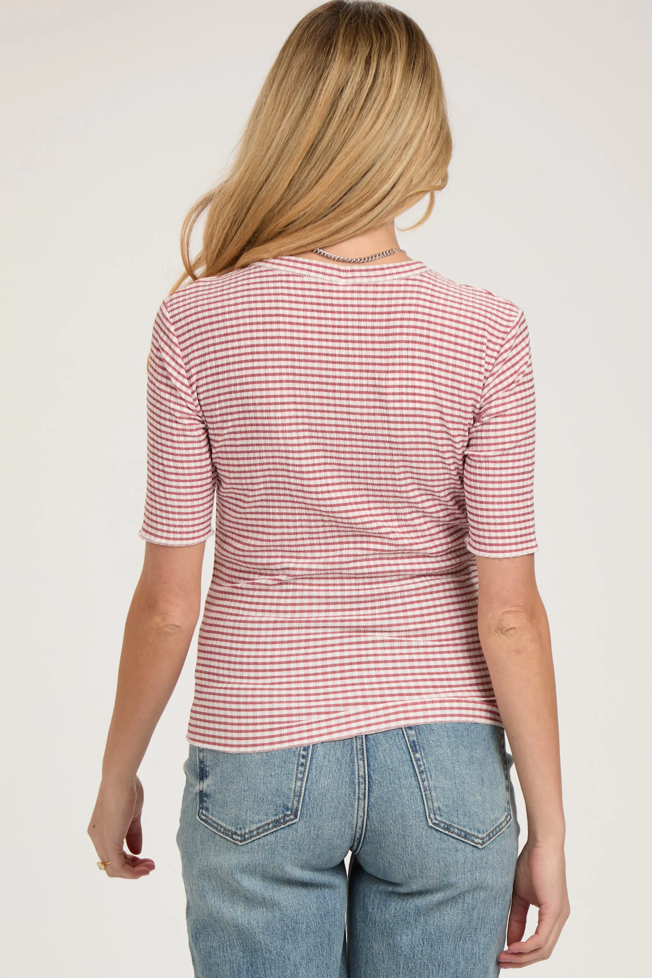 Rust Striped Short Sleeve Maternity Top sold by Pinkblush product image thumbnail 3
