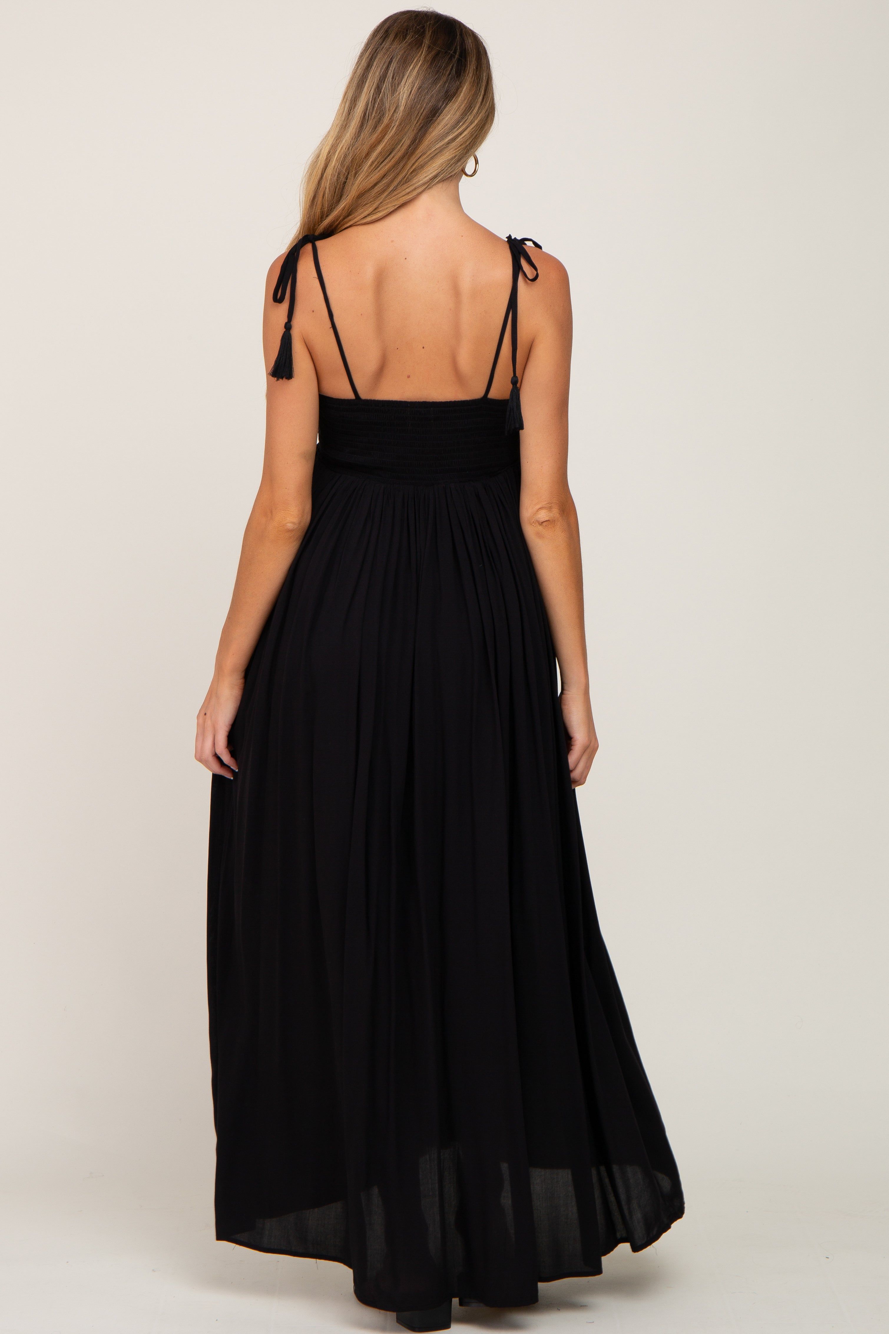 Black Crochet Lace Maternity Maxi Dress sold by Pinkblush product image thumbnail 3