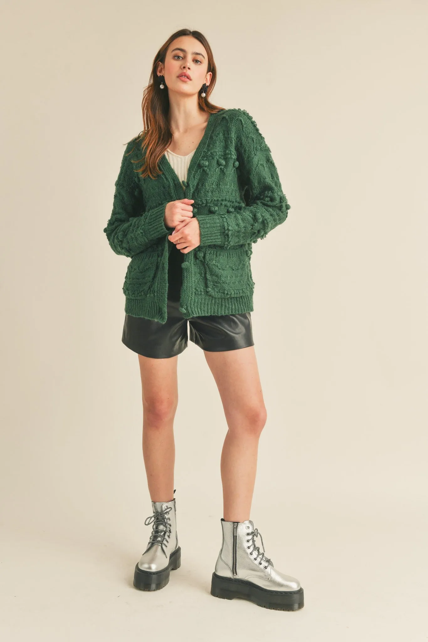 Forest Green Button Down Sweater Cardigan sold by Pinkblush product image thumbnail 3