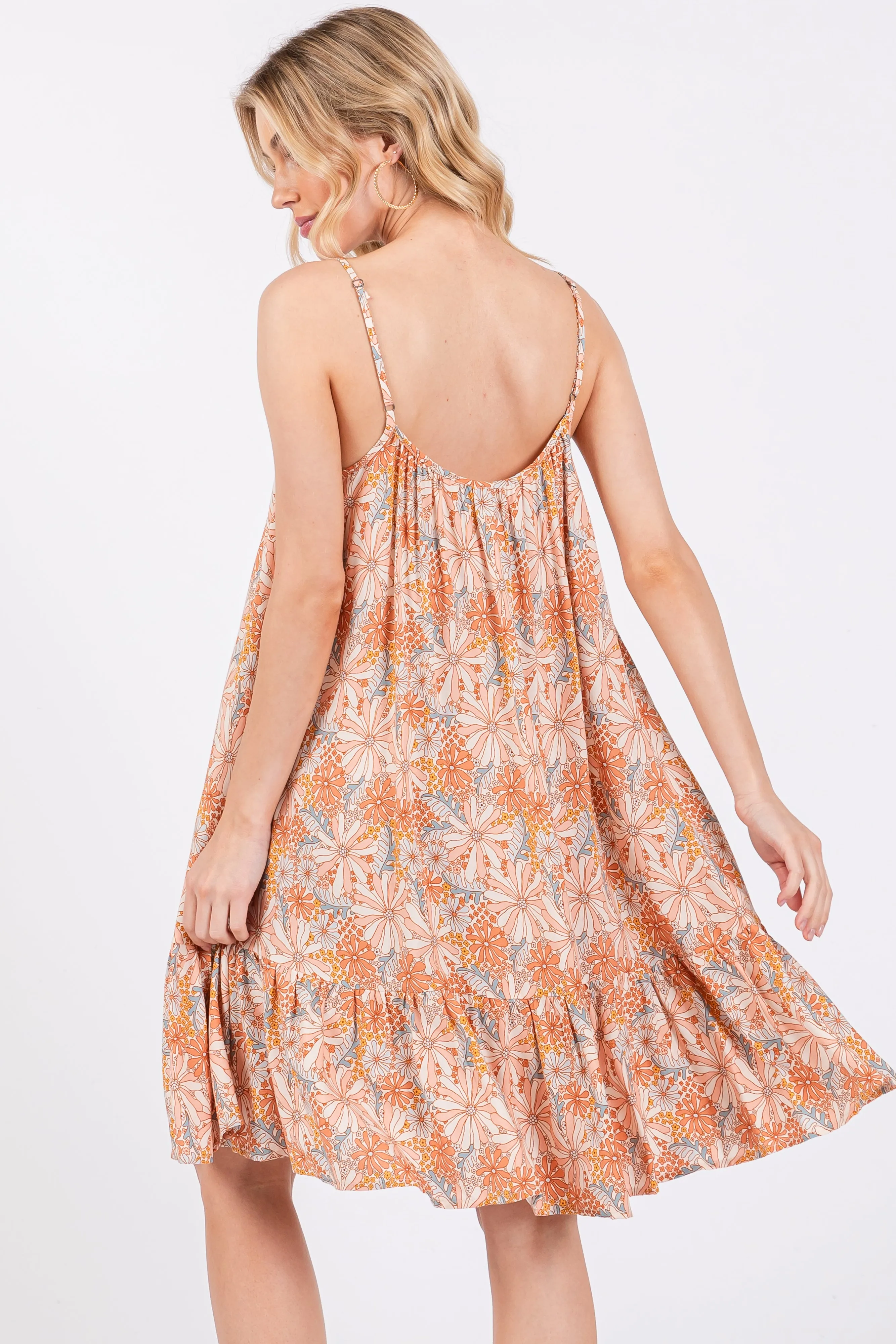 Rust Floral Sleeveless Mini Dress sold by Pinkblush product image thumbnail 3