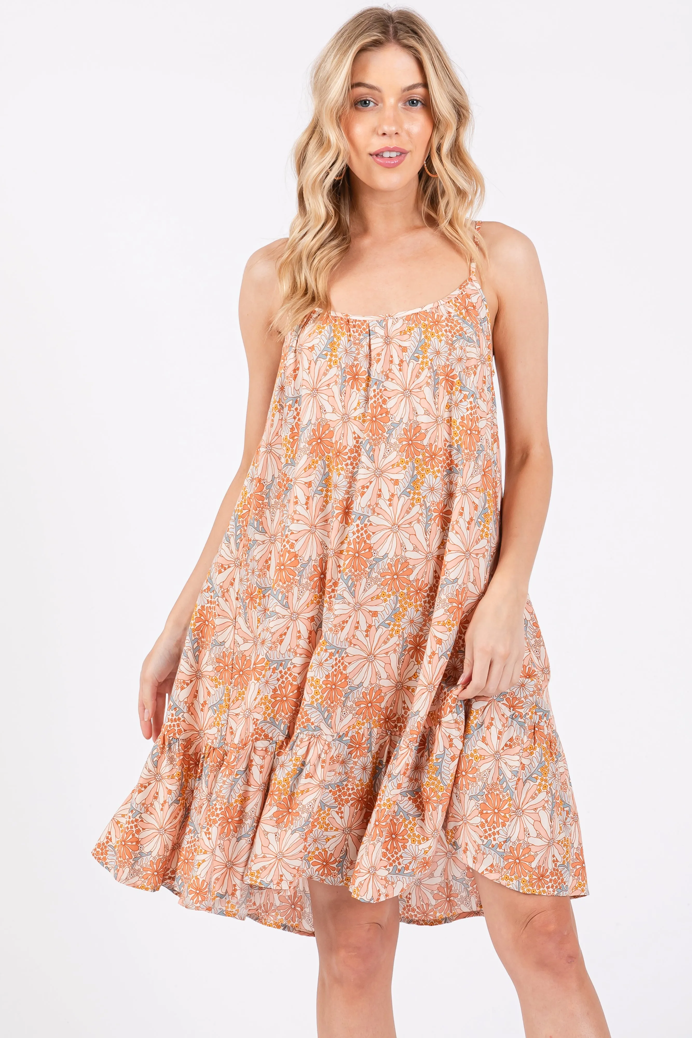 Rust Floral Sleeveless Mini Dress sold by Pinkblush product image thumbnail 2