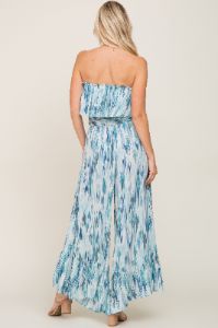 Blue Printed Sleeveless Flounce Jumpsuit sold by Pinkblush