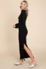 Black Ribbed Side Slit Maxi Dress sold by Pinkblush