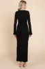 Black Ribbed Side Slit Maxi Dress sold by Pinkblush
