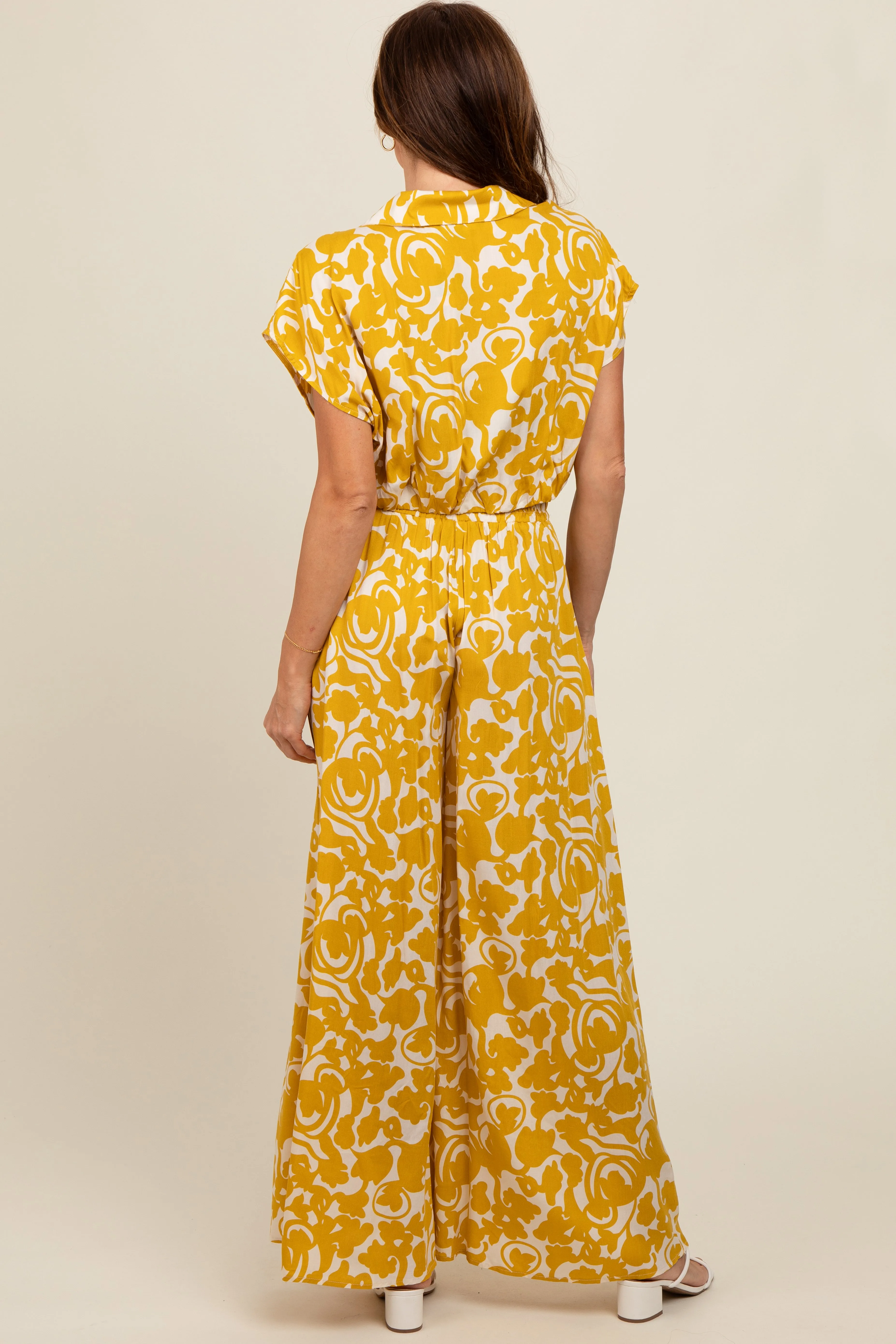Yellow Printed Crop Shirt and Pants Set sold by Pinkblush product image thumbnail 4