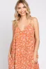 Rust Leaf Print Double V-Neck Maxi Dress sold by Pinkblush