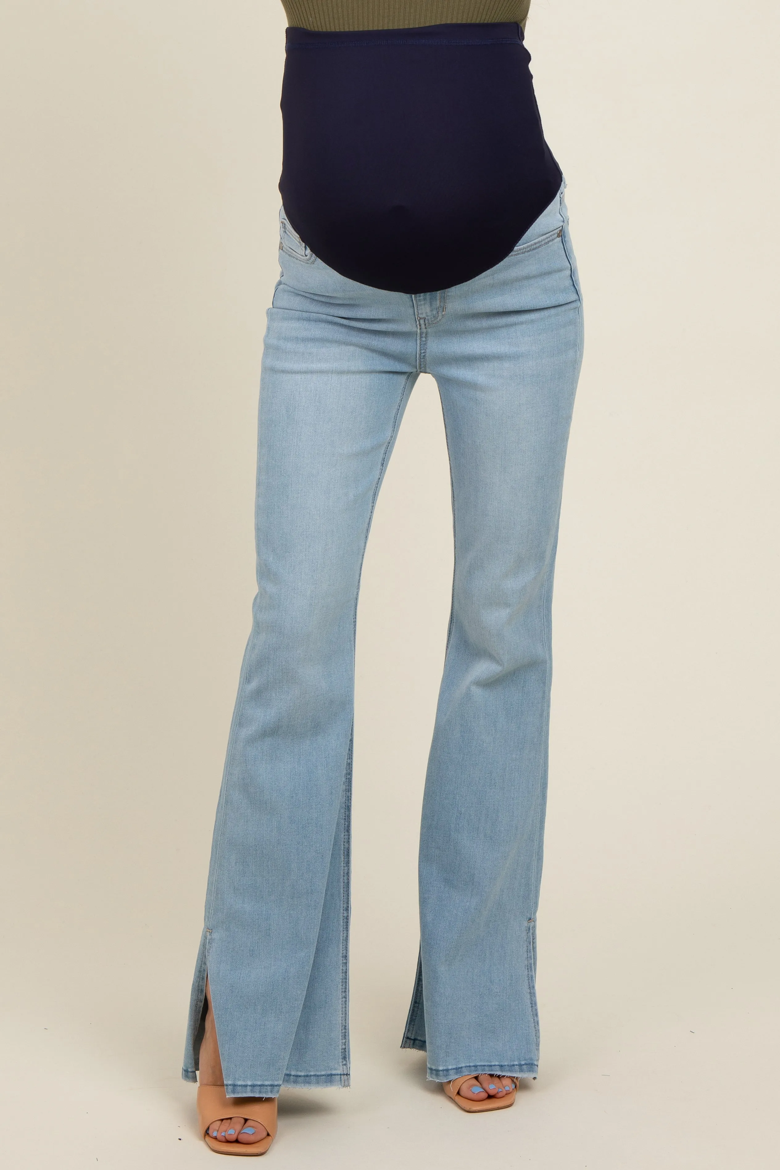 Light Blue Flare Leg Maternity Jeans sold by Pinkblush product image thumbnail 3