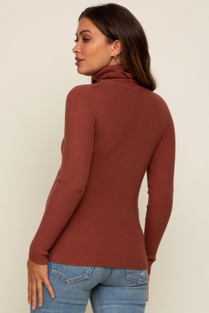 Camel Ribbed Fitted Long Sleeve Maternity Top sold by Pinkblush product image thumbnail 4