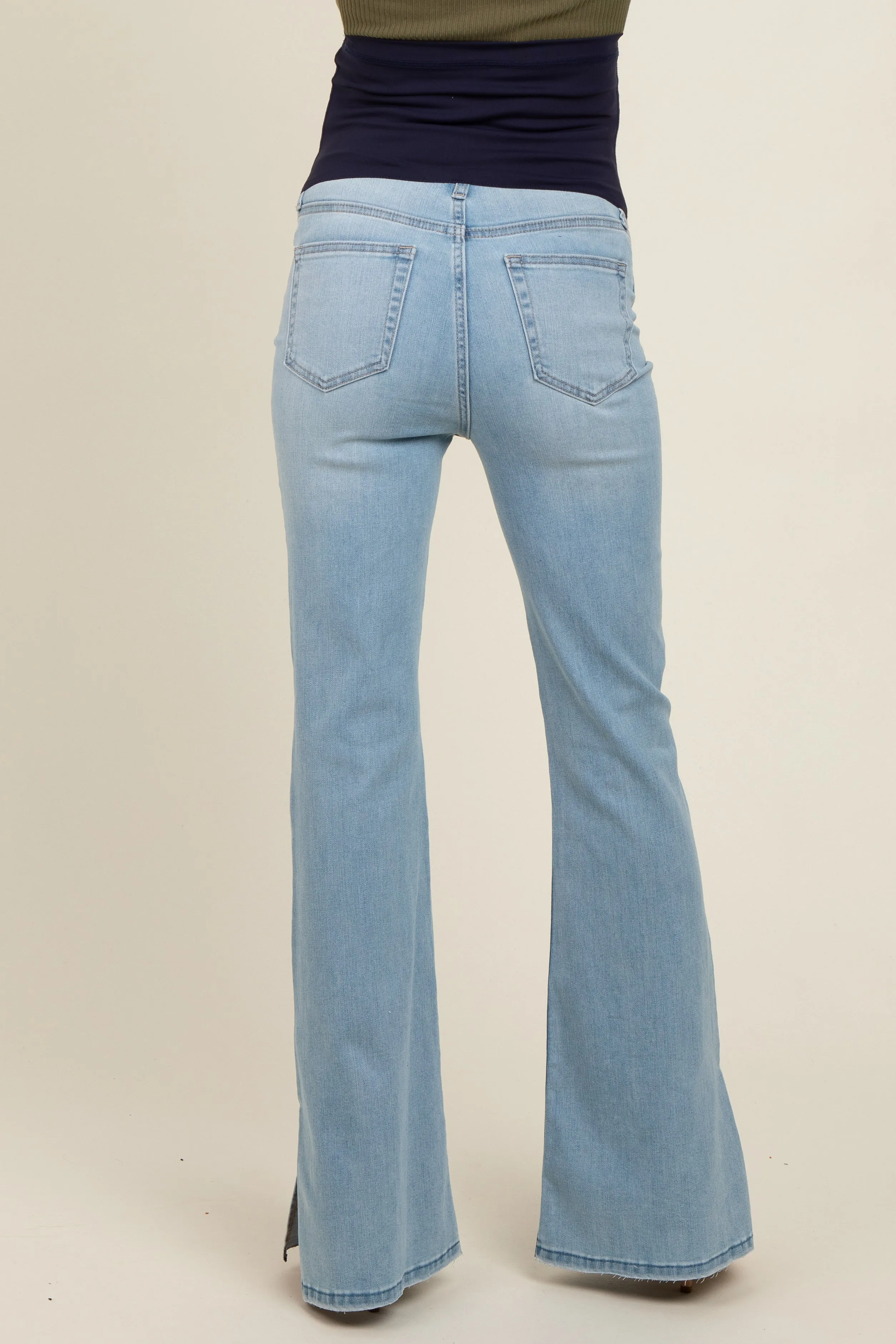 Light Blue Flare Leg Maternity Jeans sold by Pinkblush product image thumbnail 5