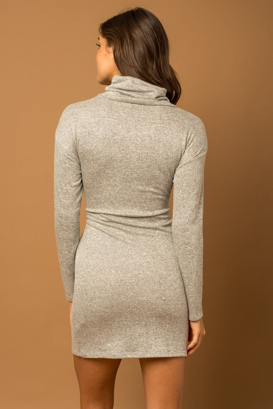 Grey Long Sleeve Waist Tie Turtleneck Dress sold by Pinkblush product image thumbnail 4