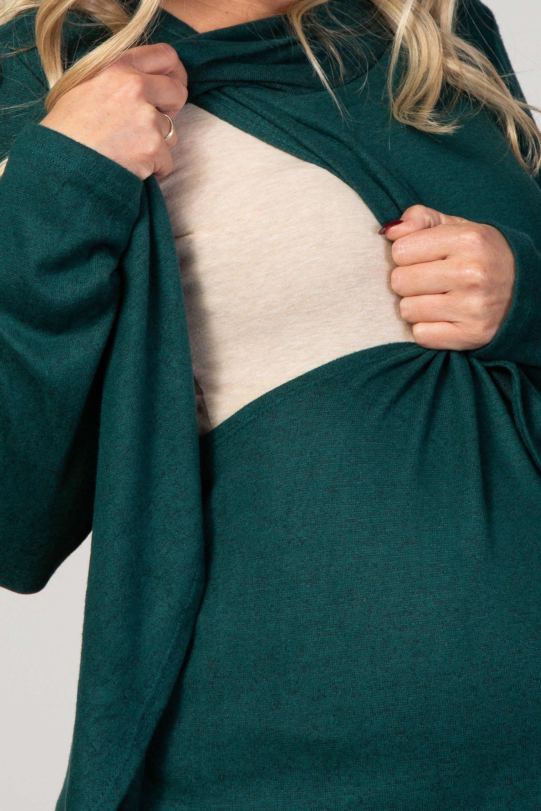 PinkBlush Forest Green Long Sleeve Wrap Maternity Nursing Top sold by Pinkblush product image thumbnail 4