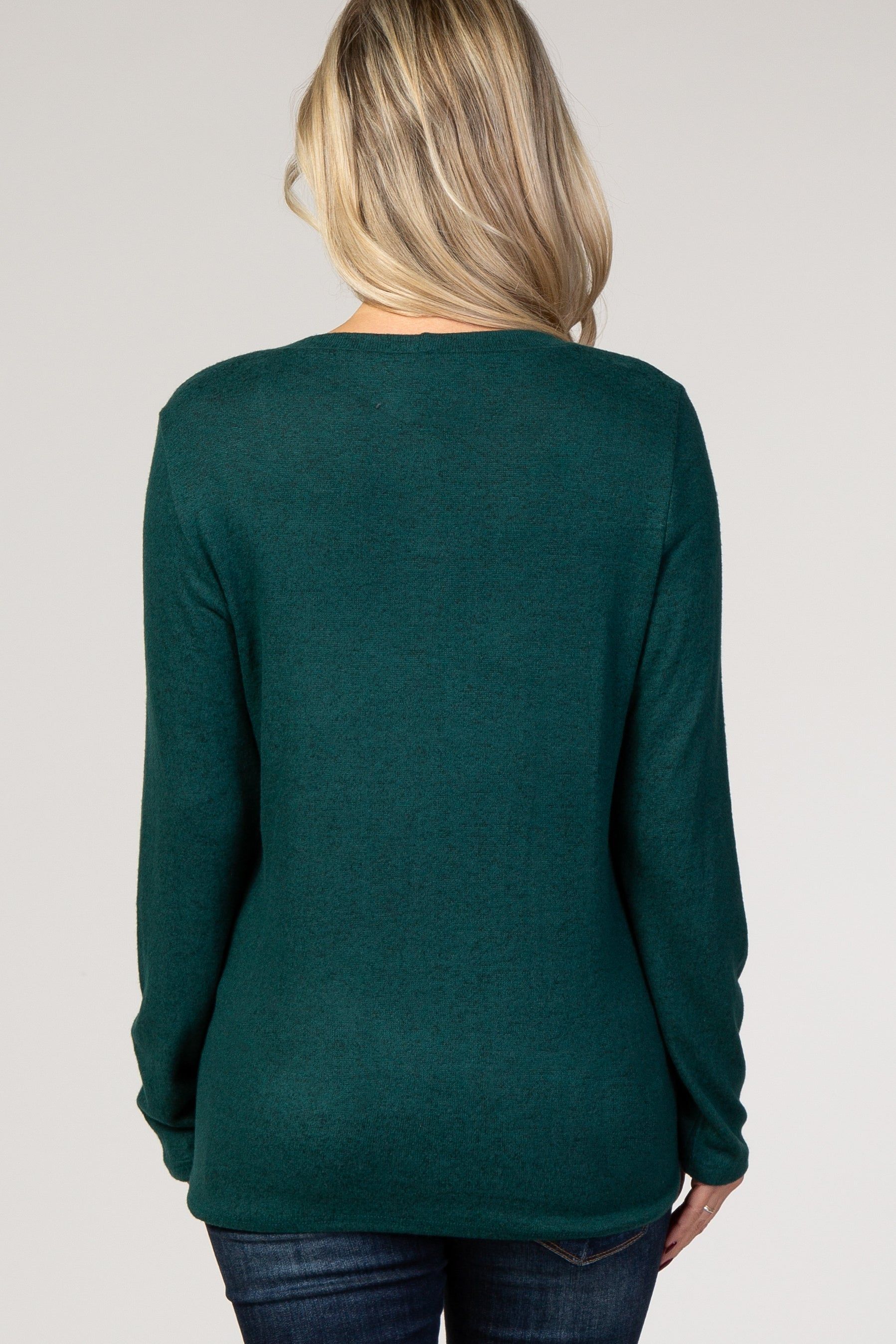 PinkBlush Forest Green Long Sleeve Wrap Maternity Nursing Top sold by Pinkblush product image thumbnail 3