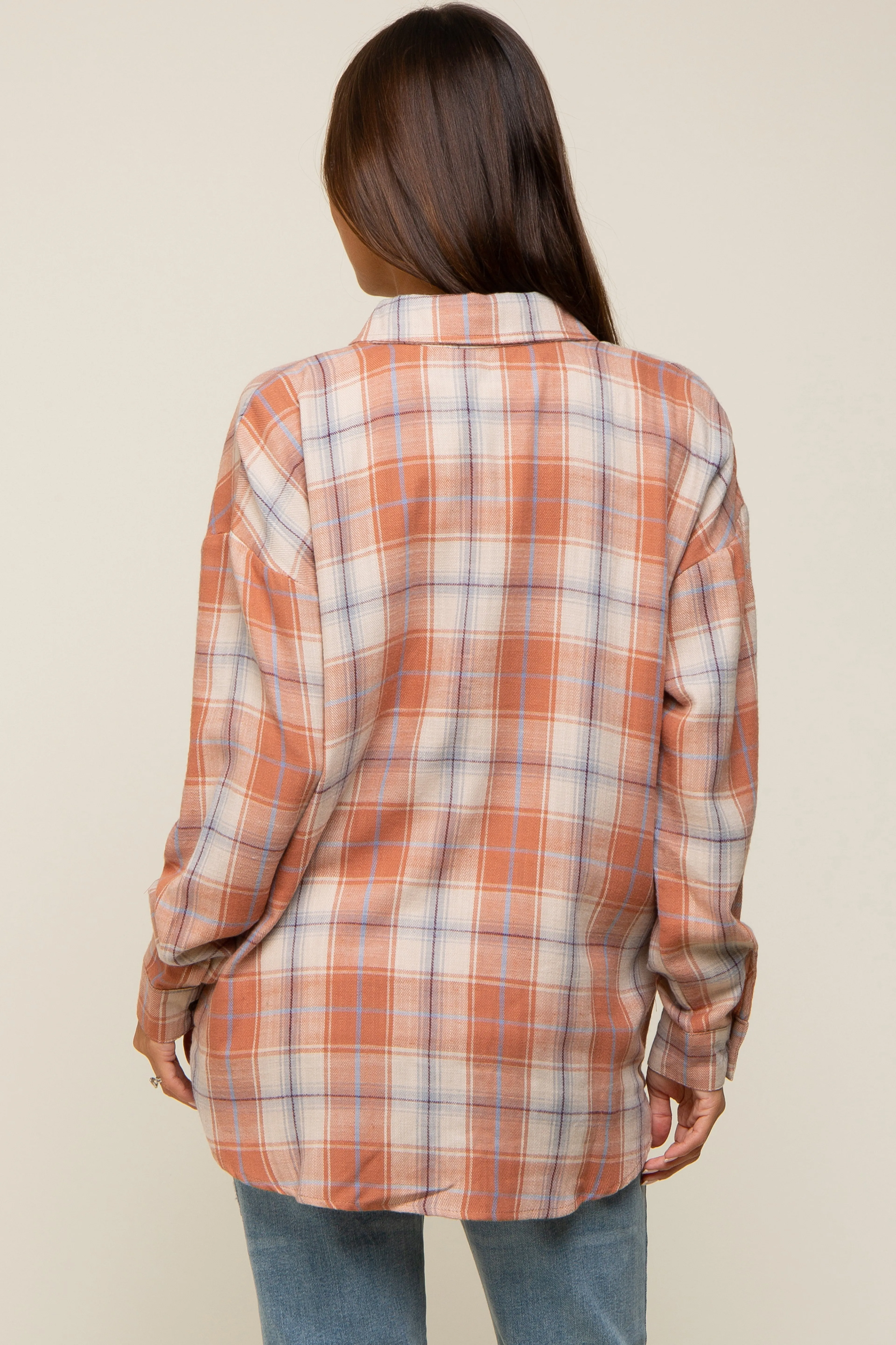 Rust Flannel Plaid Button Up Maternity Top sold by Pinkblush product image thumbnail 4
